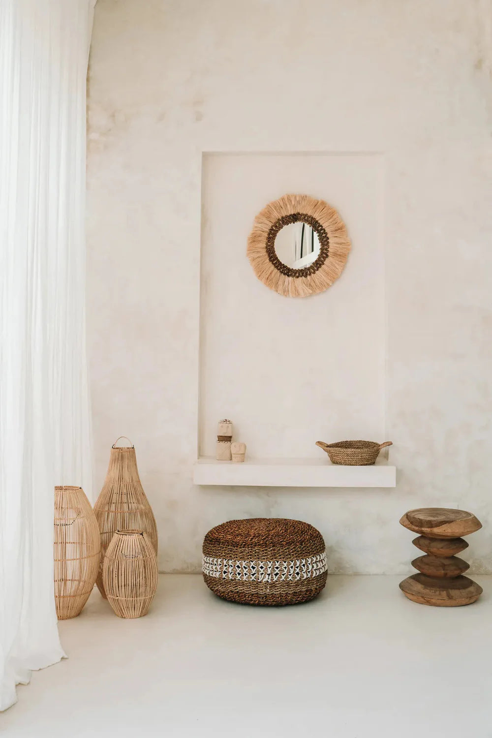 Boho rotan staande lamp 