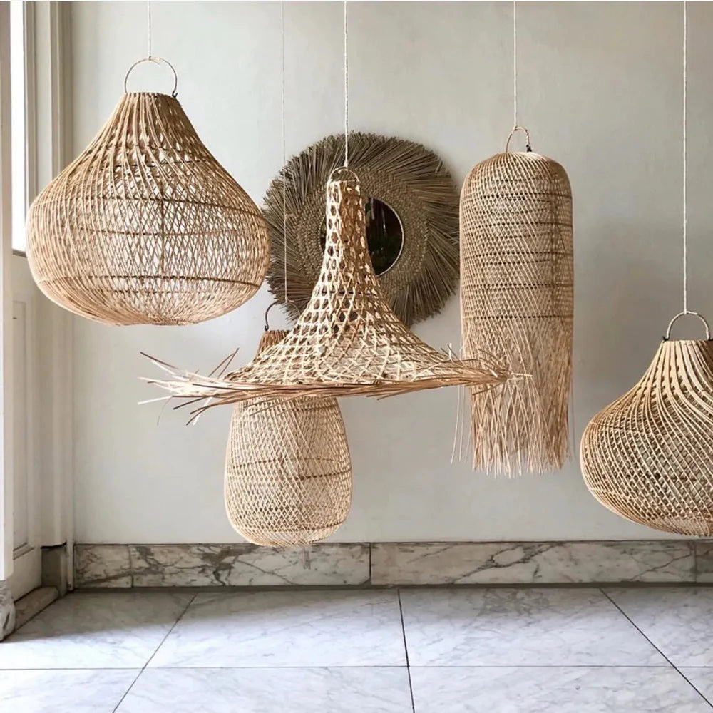 Rotan hanglampen bali stijl