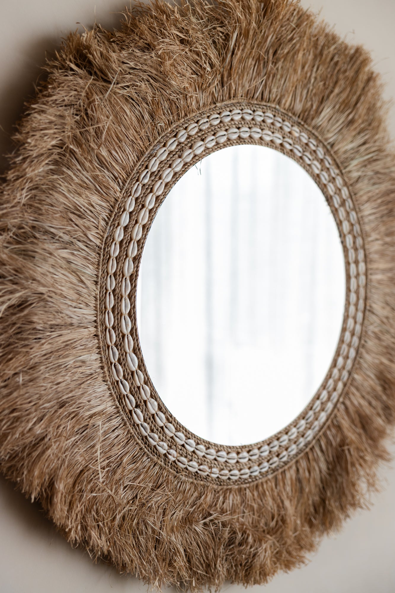 Natuurlijke raffia spiegel