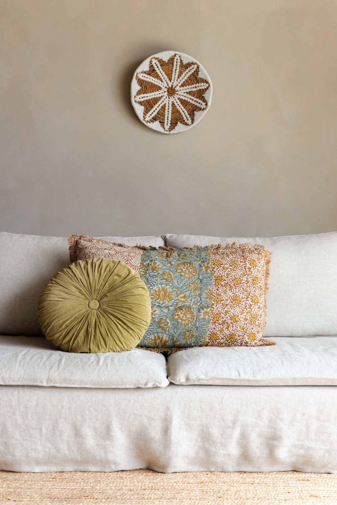 Decoratieve muurhanger gevlochten waterhyacint